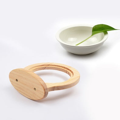 Pet Supplies Ceramic Bowl Solid Wood Stand
