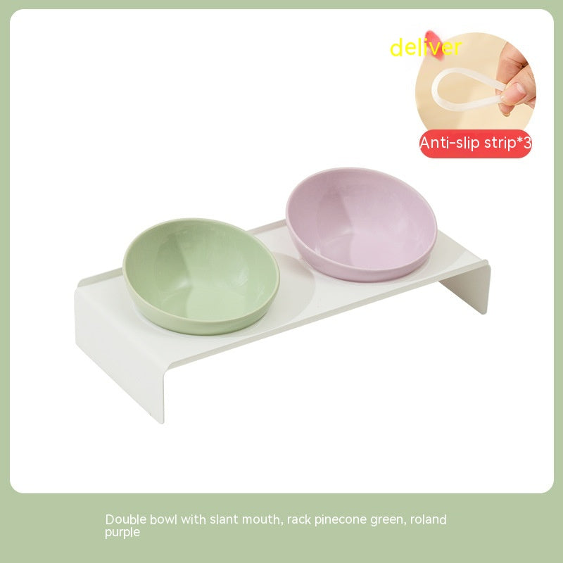 Ceramic Beveled Pet Feeding Bowl Stylish Durable Design