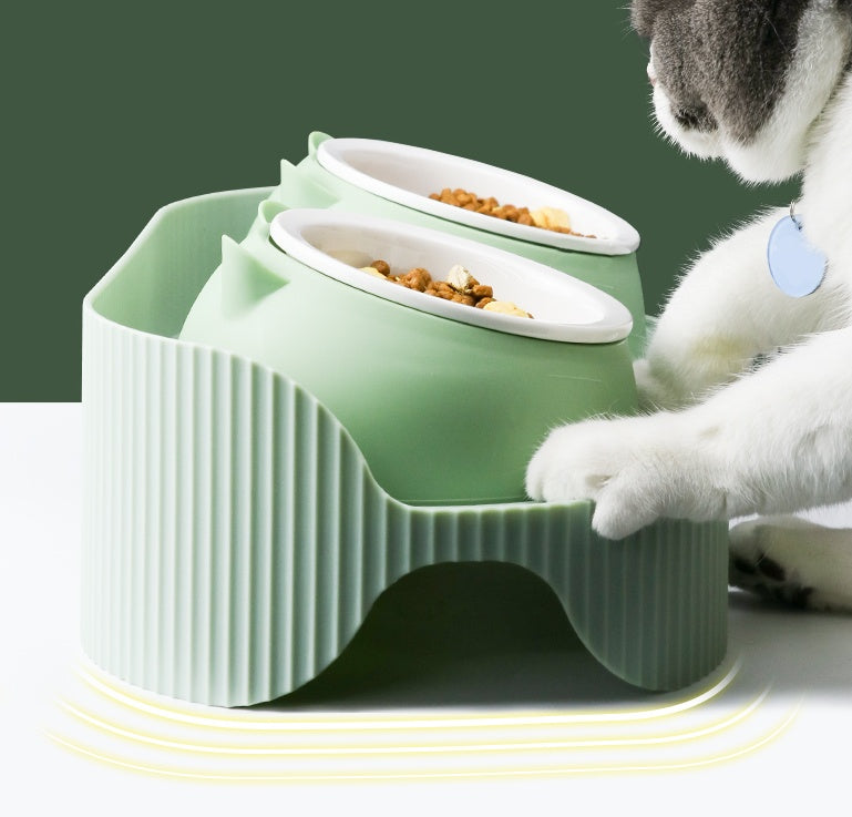 Pet Ceramic Elevated Cervical Spine Support Feeding Bowl
