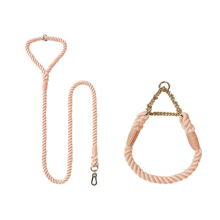 Woven Cotton Pet Collar And Leash Set