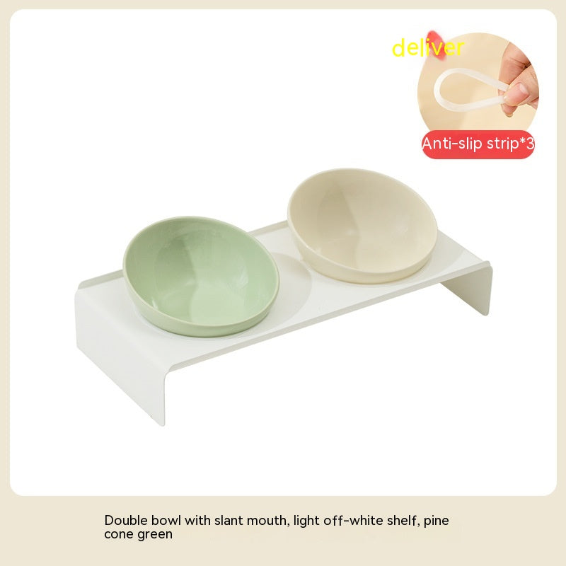 Ceramic Beveled Pet Feeding Bowl Stylish Durable Design