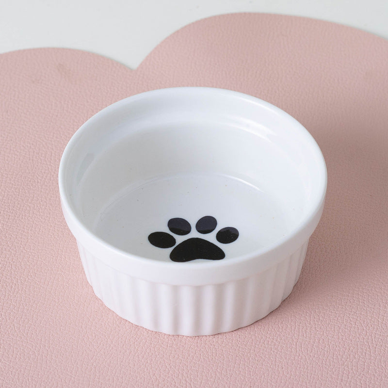 Tall Diagonal Ceramic Pet Double Feeding Bowl Water Bowl