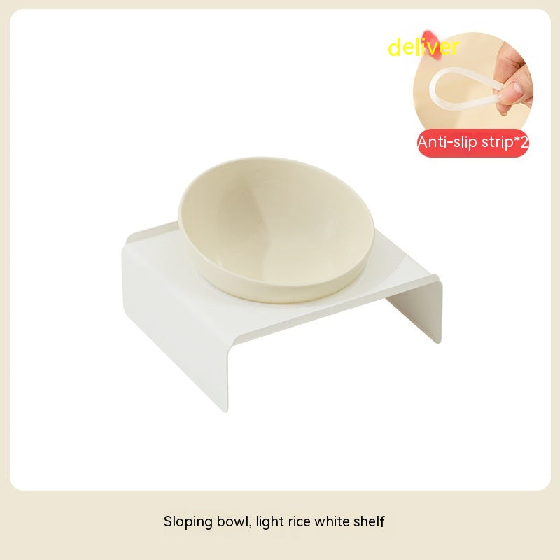 Ceramic Beveled Pet Feeding Bowl Stylish Durable Design