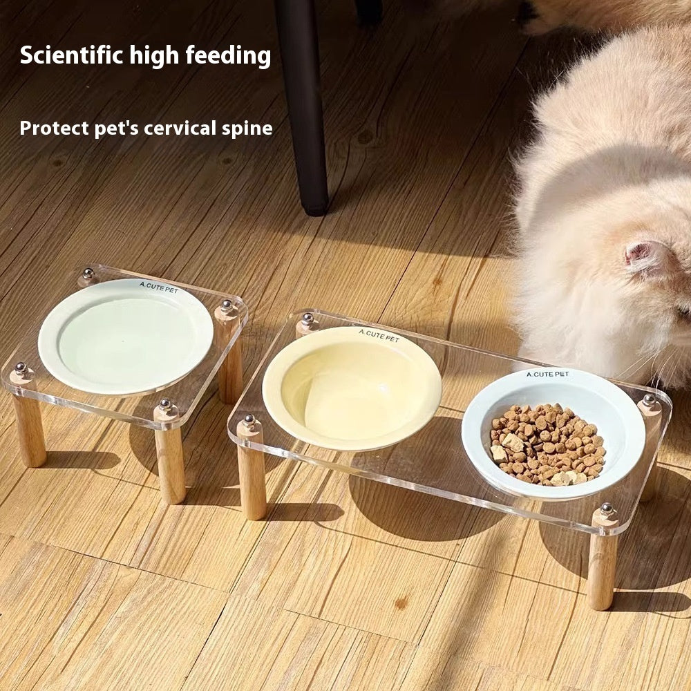 Anti-Tumble Elevated Ceramic Pet Double Feeding Bowl