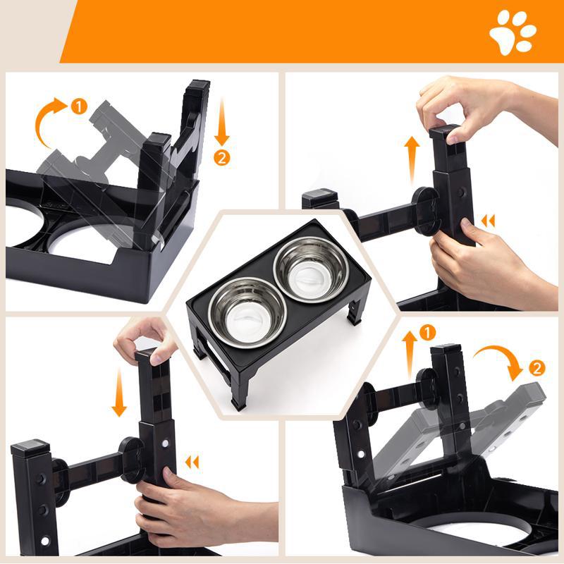 Elevated Pet Feeding Bowl Neck Support Anti-Tip Design