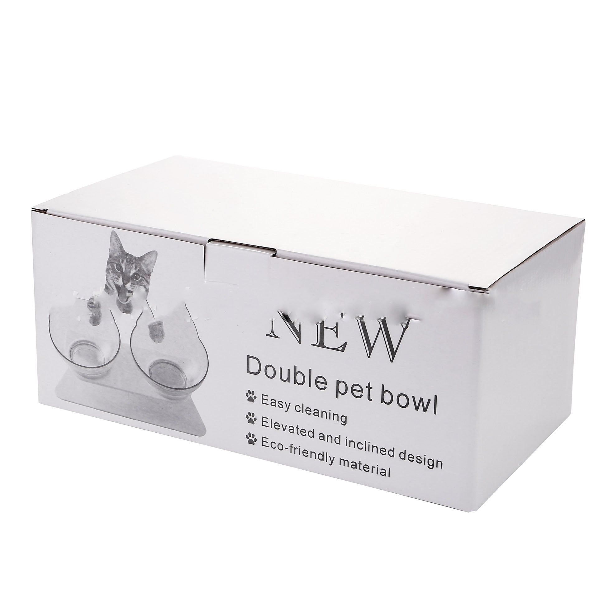 Non Slip Elevated Pet Double Feeding Bowl Transparent Stand