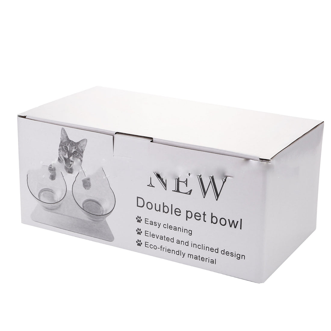 Non Slip Elevated Pet Double Feeding Bowl Transparent Stand