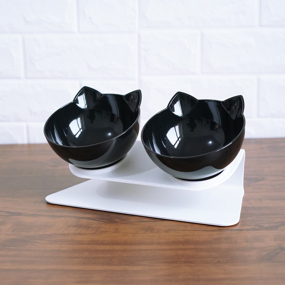 Non Slip Elevated Pet Double Feeding Bowl Transparent Stand