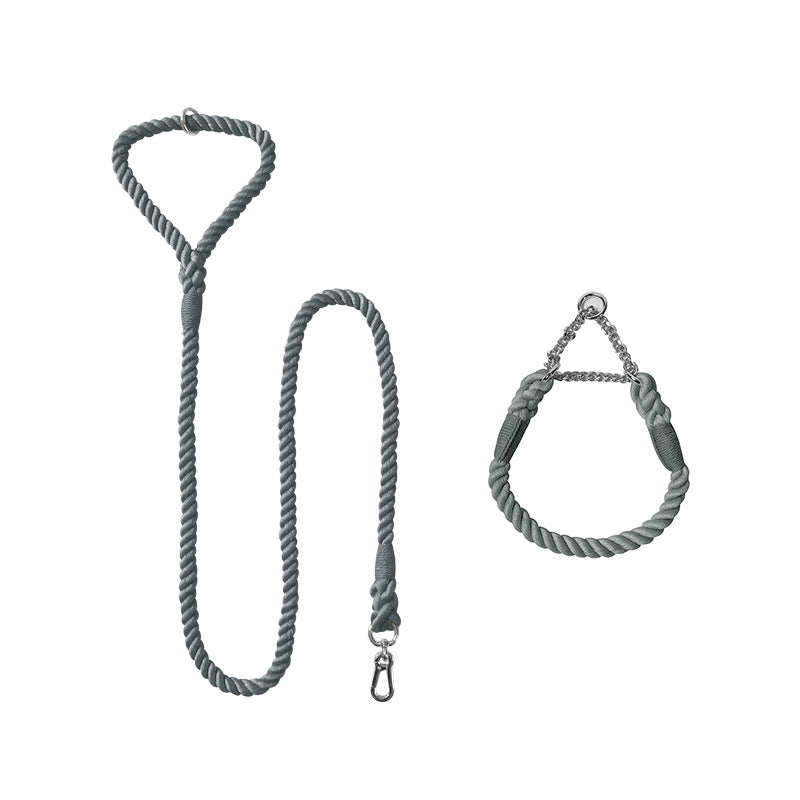 Woven Cotton Pet Collar And Leash Set