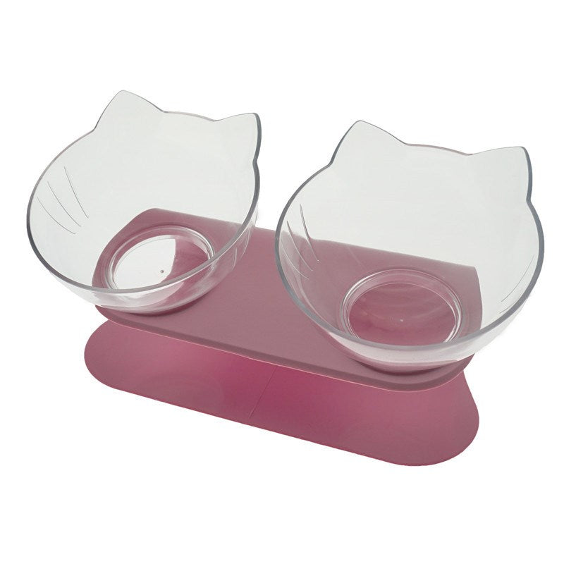Non Slip Elevated Pet Double Feeding Bowl Transparent Stand