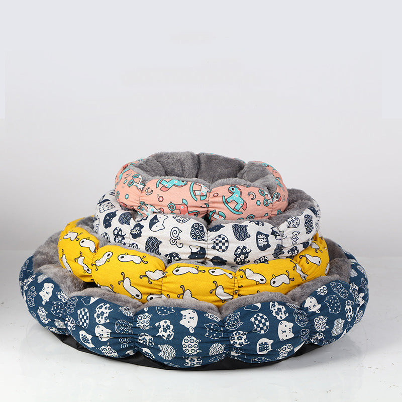 Calming Donut Round Fluffy Pet Bed For Small Pets