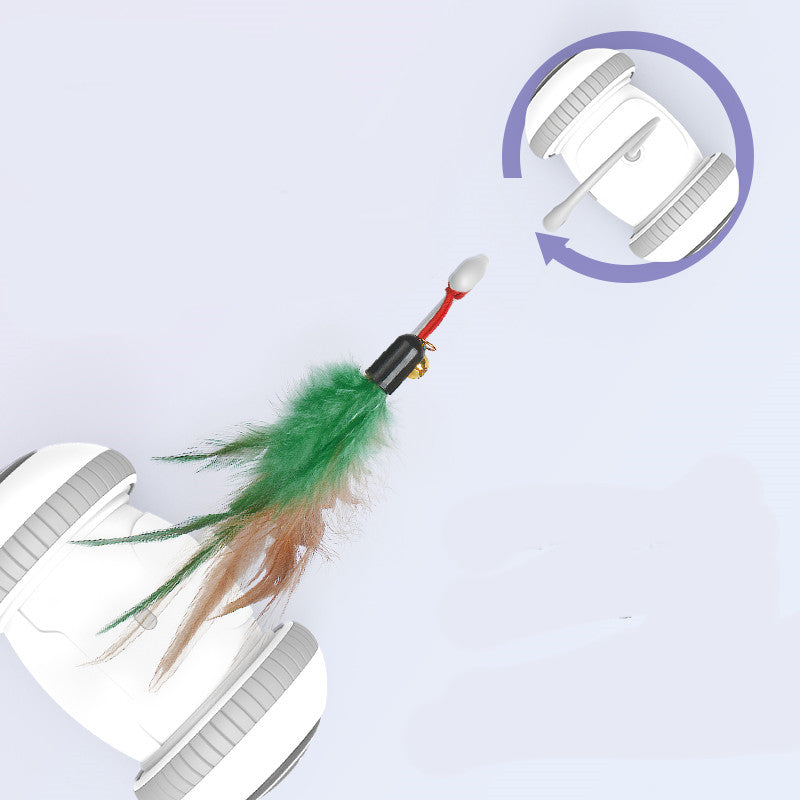Interactive Feather Head Pet Teaser Toy
