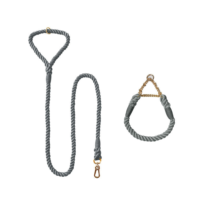 Woven Cotton Pet Collar And Leash Set