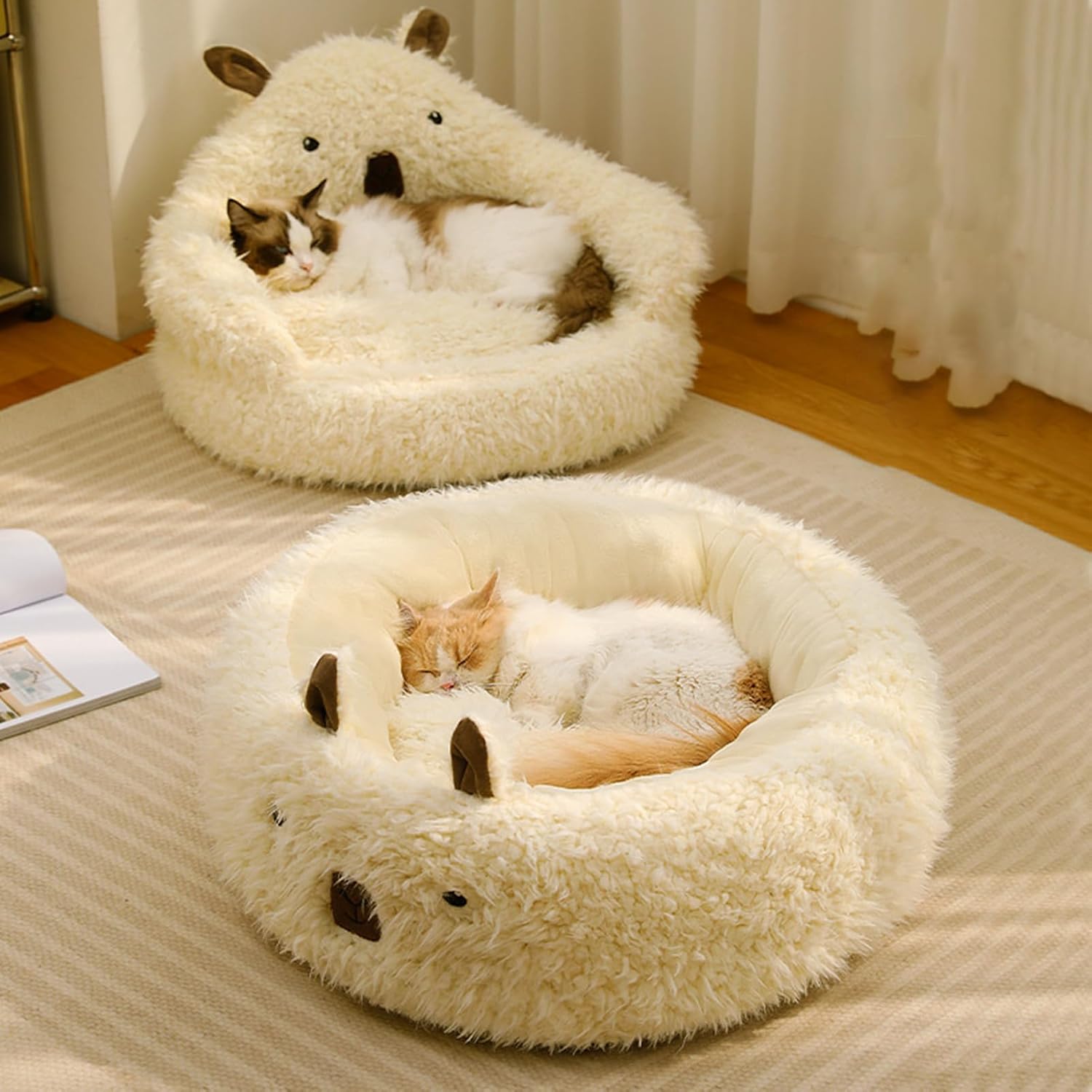 Calming Alpaca Plush Pet Bed Winter Warm Nest