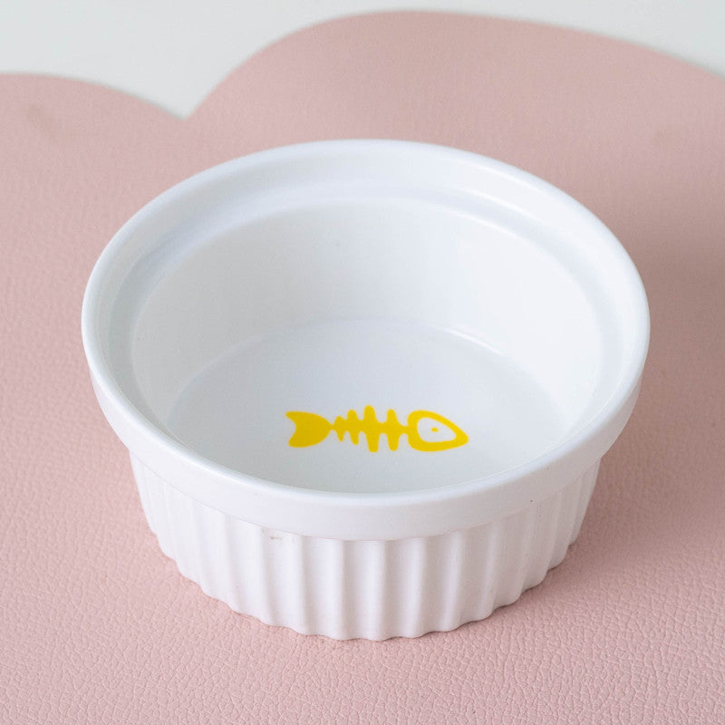 Tall Diagonal Ceramic Pet Double Feeding Bowl Water Bowl