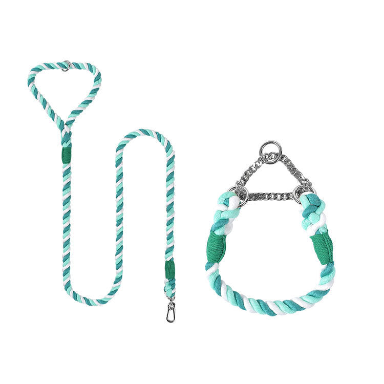 Woven Cotton Pet Collar And Leash Set