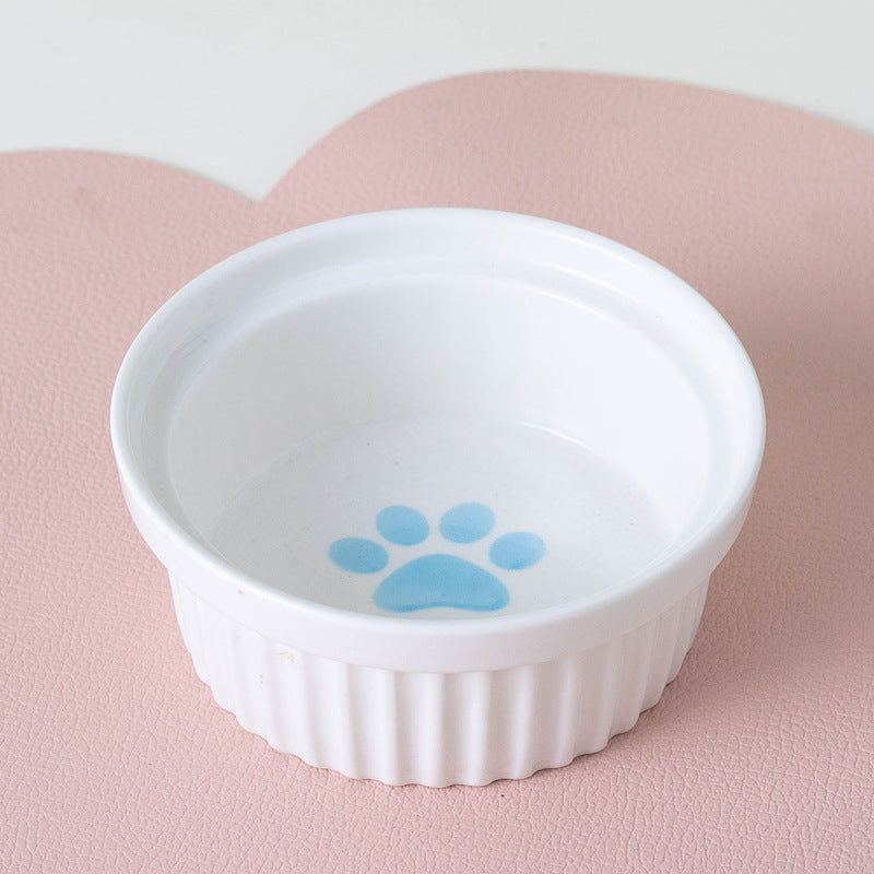 Tall Diagonal Ceramic Pet Double Feeding Bowl Water Bowl