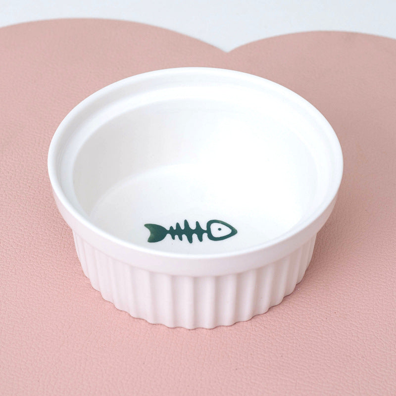 Tall Diagonal Ceramic Pet Double Feeding Bowl Water Bowl
