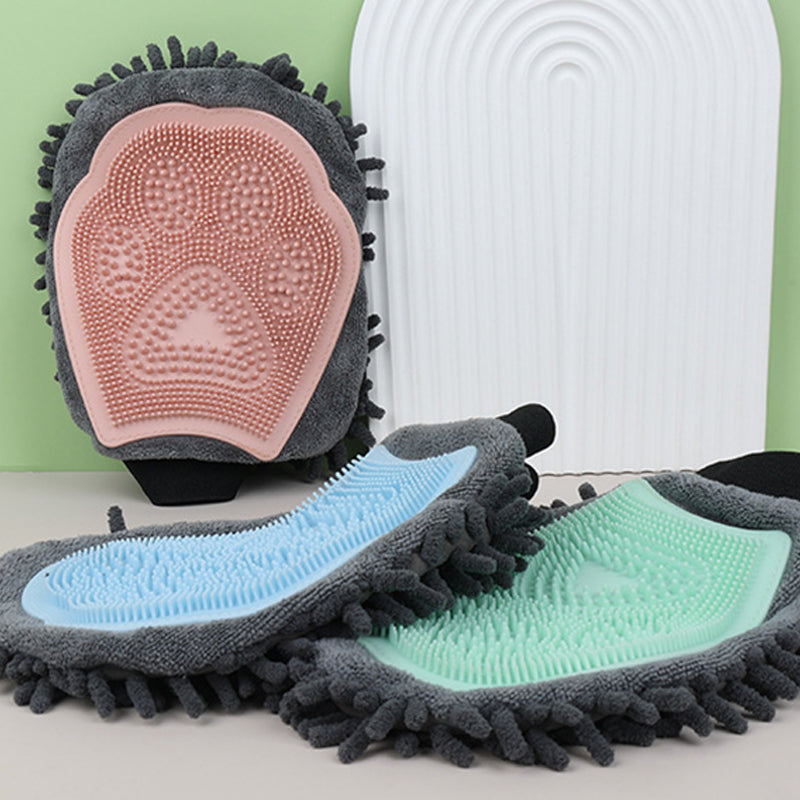 2 In 1 Pet Bathing Grooming Glove Massage Cleaning Brush