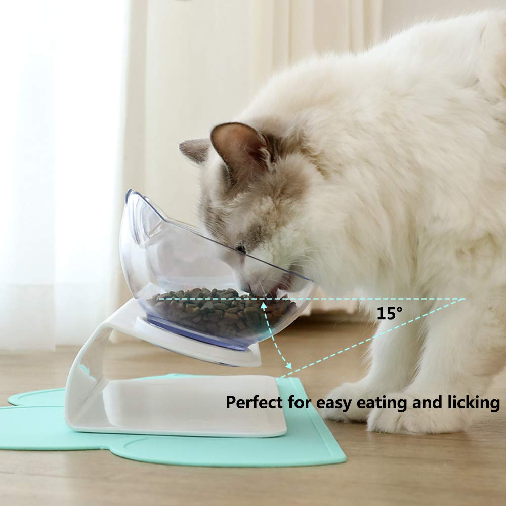 Non Slip Elevated Pet Double Feeding Bowl Transparent Stand