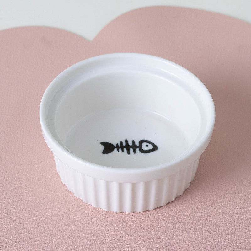 Tall Diagonal Ceramic Pet Double Feeding Bowl Water Bowl