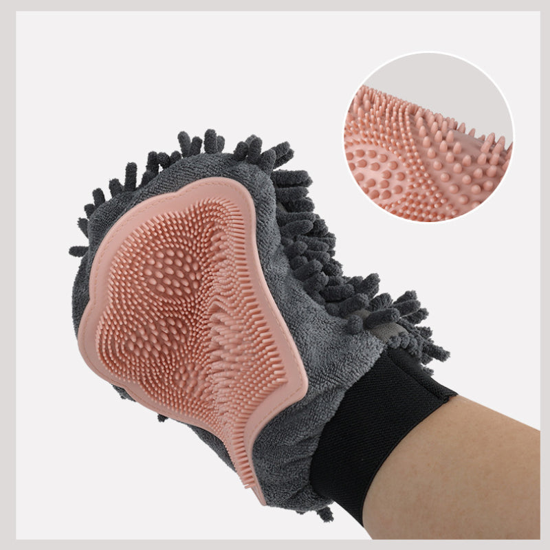 2 In 1 Pet Bathing Grooming Glove Massage Cleaning Brush