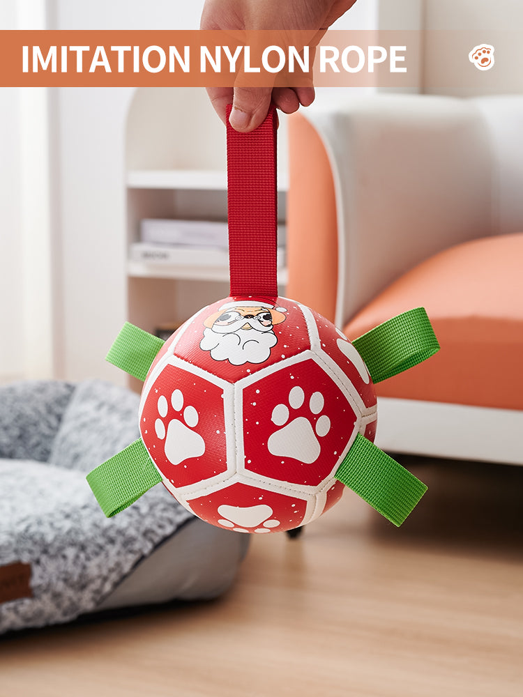 Interactive Pet Soccer Ball Toy With Straps Tug Play