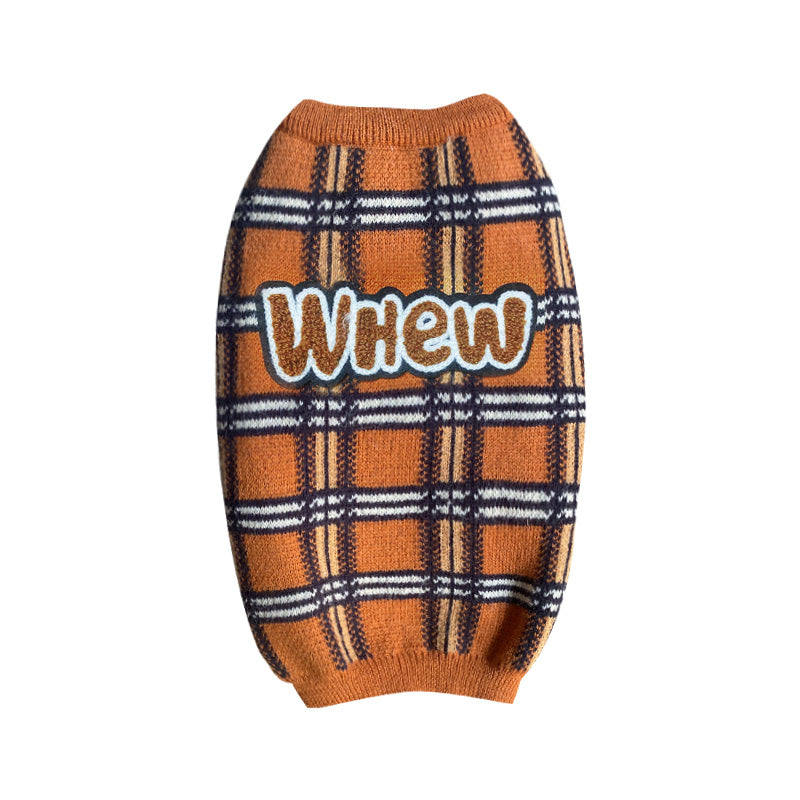 Vintage Plaid Pet Sweater Warm Cozy Apparel