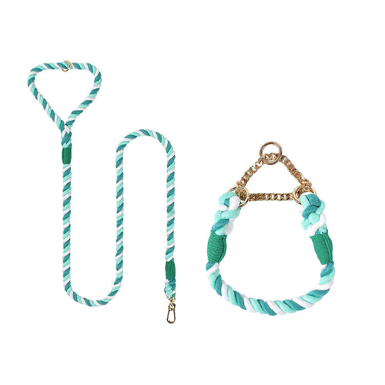 Woven Cotton Pet Collar And Leash Set