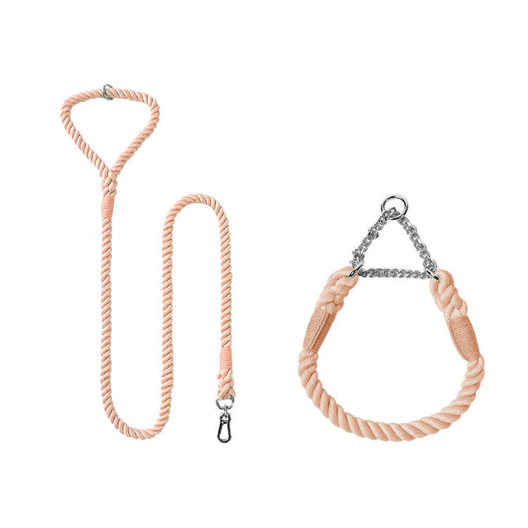Woven Cotton Pet Collar And Leash Set