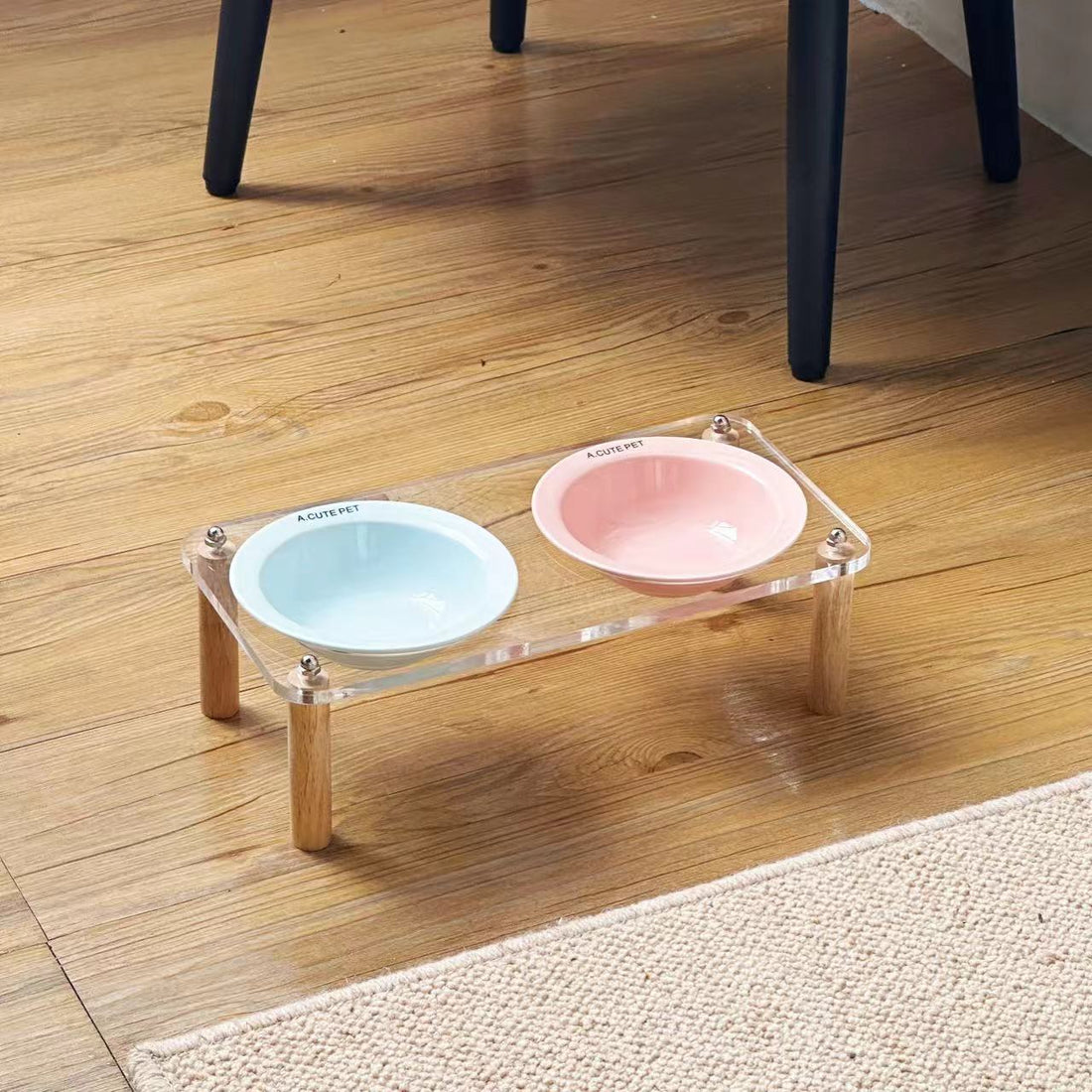 Anti-Tumble Elevated Ceramic Pet Double Feeding Bowl