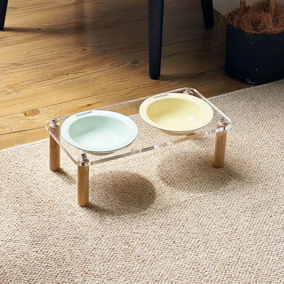 Anti-Tumble Elevated Ceramic Pet Double Feeding Bowl