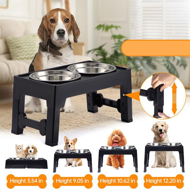 Elevated Pet Feeding Bowl Neck Support Anti-Tip Design
