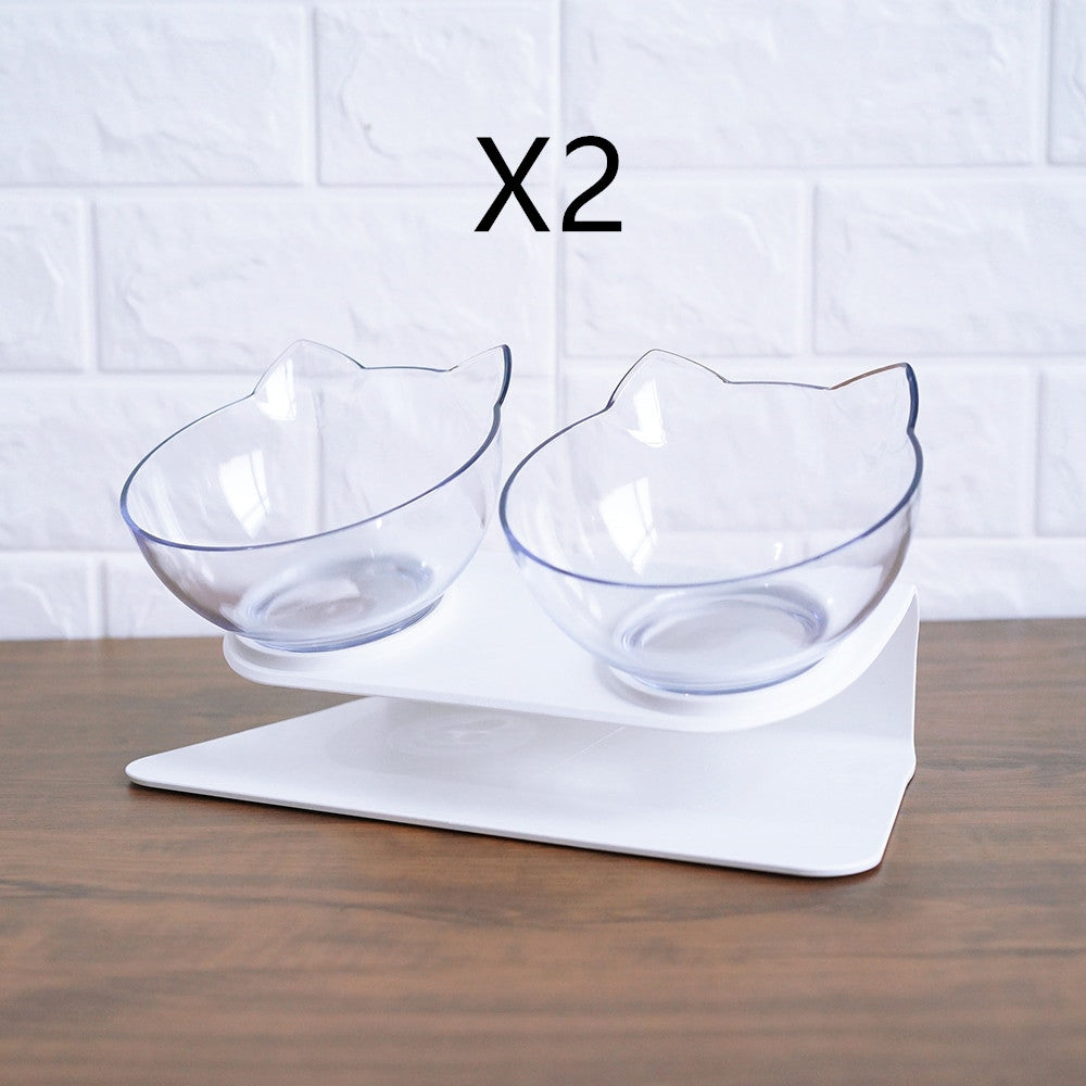 Non Slip Elevated Pet Double Feeding Bowl Transparent Stand