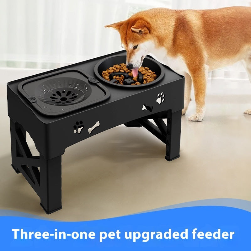 Stainless Steel Pet Double Bowl Elevated Feeding Set