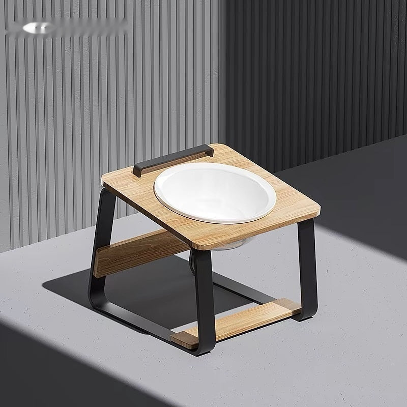 Ceramic Double Pet Feeding Bowl Elevated Water Food Holder