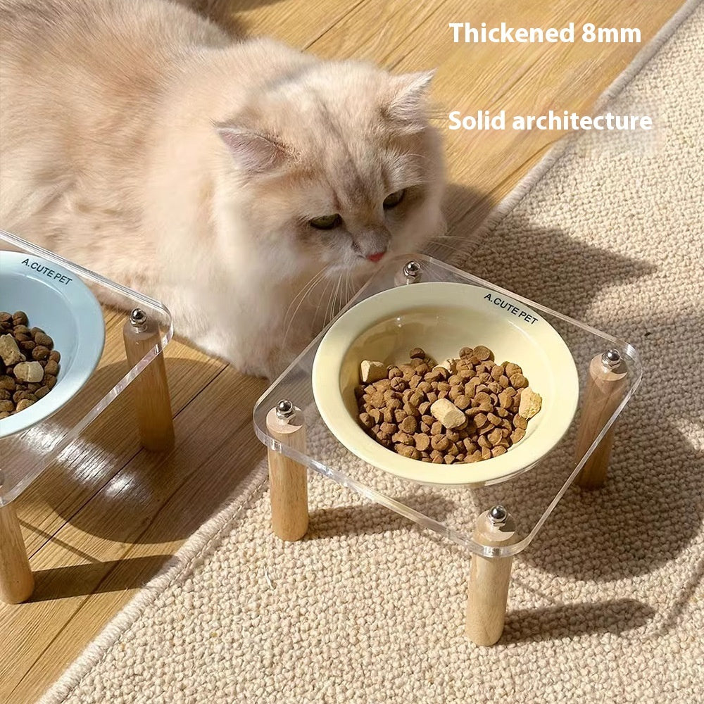 Anti-Tumble Elevated Ceramic Pet Double Feeding Bowl