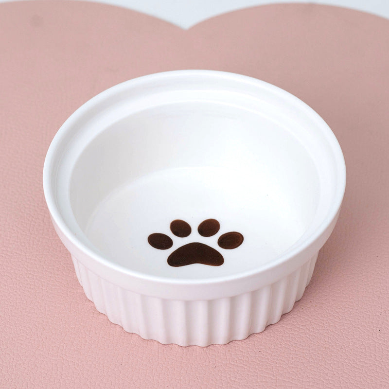 Tall Diagonal Ceramic Pet Double Feeding Bowl Water Bowl