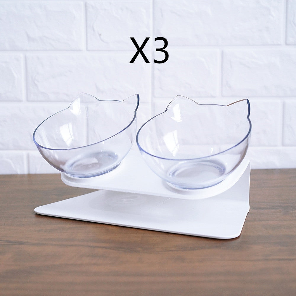 Non Slip Elevated Pet Double Feeding Bowl Transparent Stand