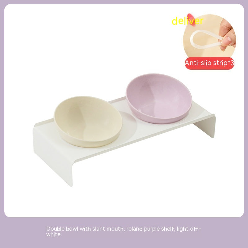 Ceramic Beveled Pet Feeding Bowl Stylish Durable Design