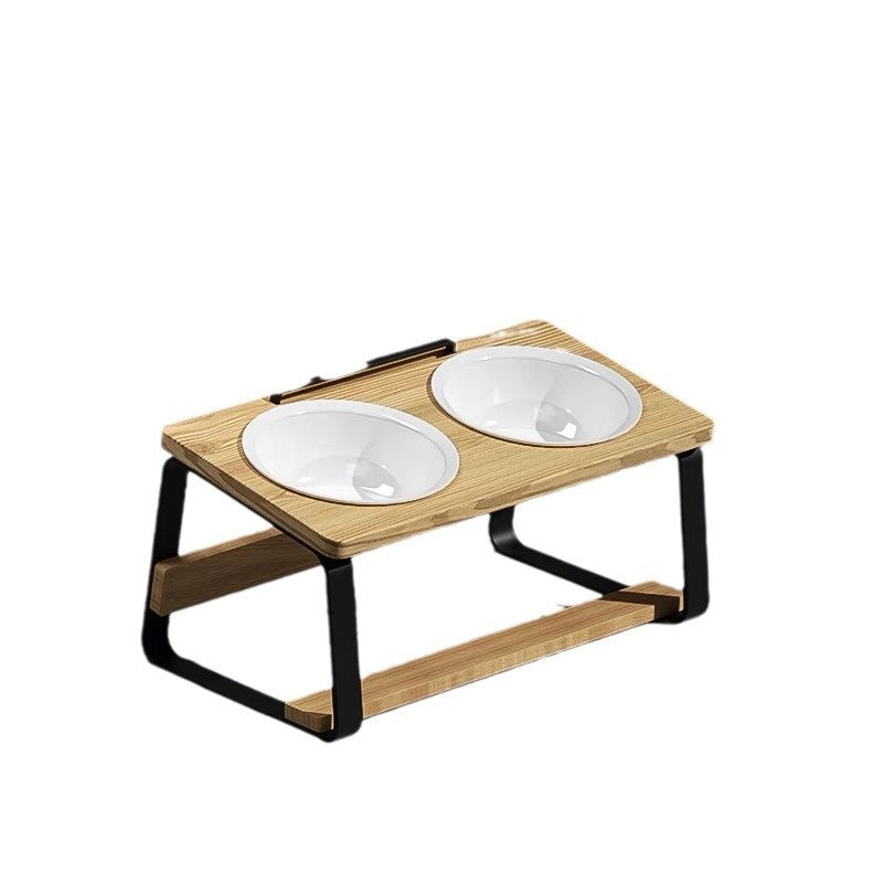 Ceramic Double Pet Feeding Bowl Elevated Water Food Holder