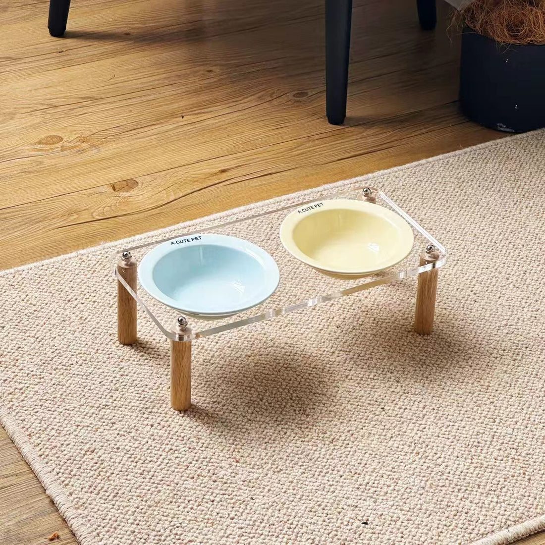 Anti-Tumble Elevated Ceramic Pet Double Feeding Bowl