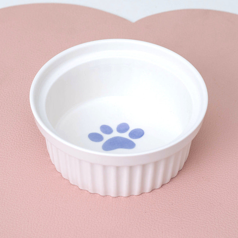 Tall Diagonal Ceramic Pet Double Feeding Bowl Water Bowl