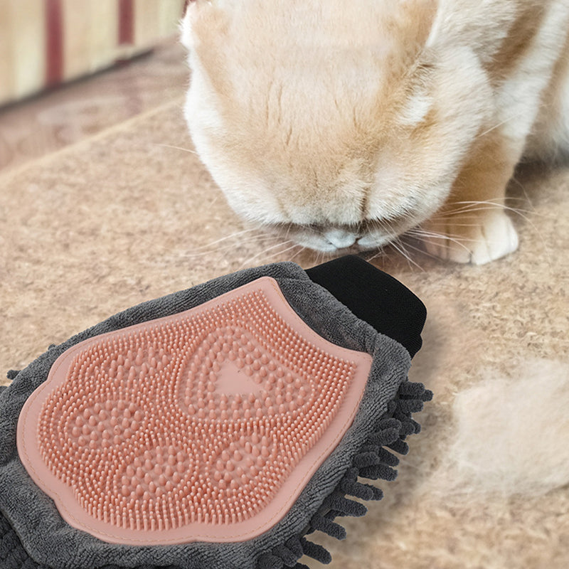 2 In 1 Pet Bathing Grooming Glove Massage Cleaning Brush
