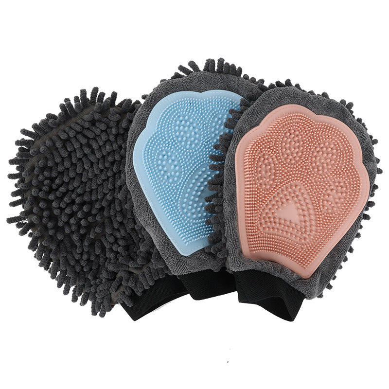 2 In 1 Pet Bathing Grooming Glove Massage Cleaning Brush