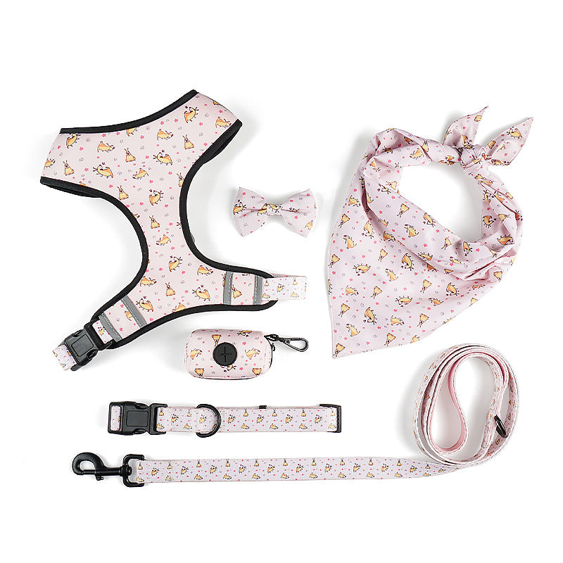 Bow Design Pet Harness Leash For Comfortable Walking